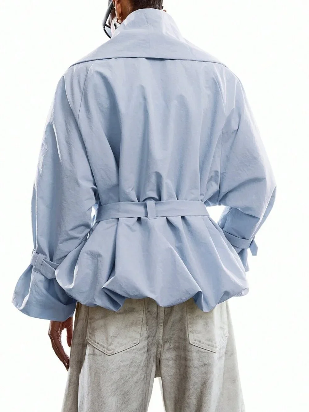 Blue Casual Women's Minimalist Long Sleeve Windbreaker Jacket - Picture 3 of 8